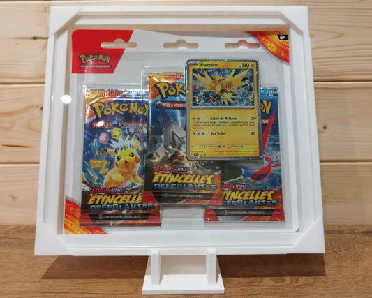 Protection acrylique Pokémon booster tri-pack anti-UV, fabriquée en Belgique